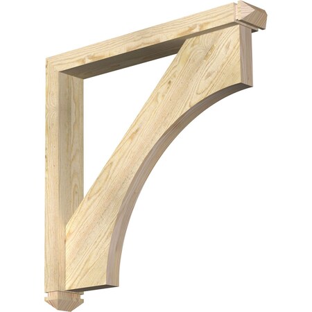 Westlake Arts And Crafts Rough Sawn Bracket W/ Offset Brace, Douglas Fir, 4W X 28D X 28H